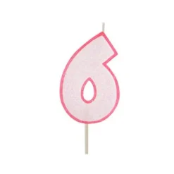 Vela rosa con purpurina número 6 - Modecor