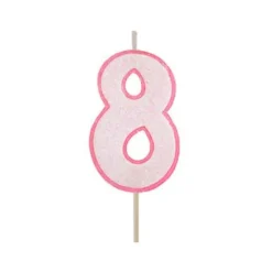 Vela rosa con purpurina número 8 - Modecor