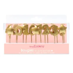 Velas doradas números y estrellas (15) - ScrapCooking