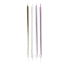 Velas largas blancas, rosas, doradas y plateadas (16) - PME