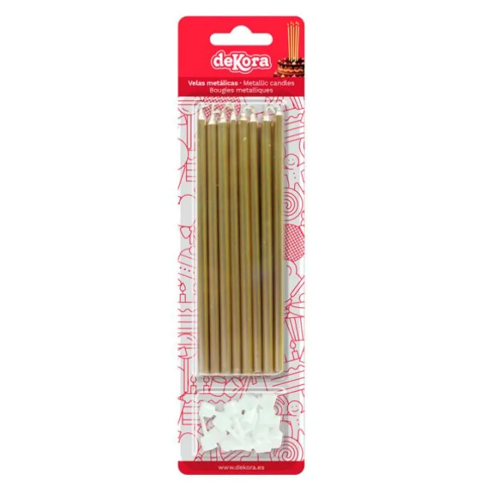 Velas largas doradas (16) - Dekora