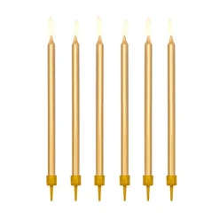 Velas largas doradas (12) - PartyDeco