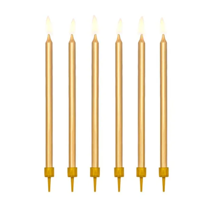 Velas largas doradas (12) - PartyDeco