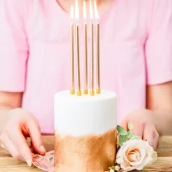 Velas largas doradas (12) - PartyDeco
