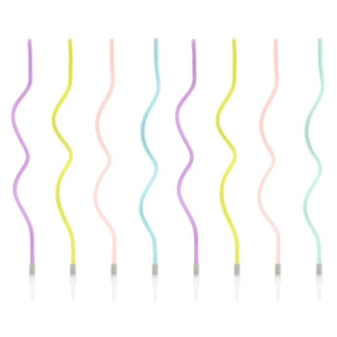 Velas largas onduladas colores pastel (8) - PartyDeco