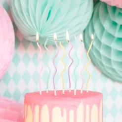 Velas largas onduladas colores pastel (8) - PartyDeco
