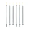 Velas largas plateadas (12) - PartyDeco