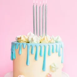 Velas largas plateadas (12) - PartyDeco