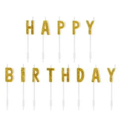 Velas letras con purpurina dorada Happy Birthday (13) - PartyDeco