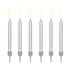 Velas plateadas (6) - PartyDeco