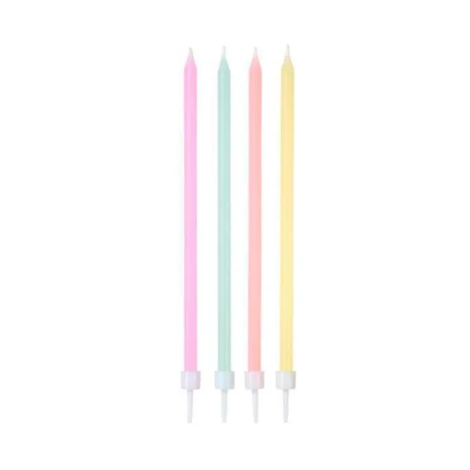 Velas púrpura, verde, rosa y amarillo pastel (16) - Talking Tables