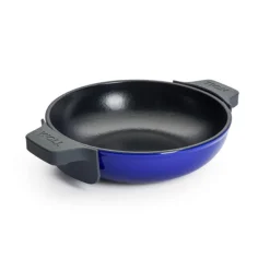 Wok Iron azul cobalto tapa cristal 20 cm - Hierro fundido - Woll + REGALO bolsa conservación