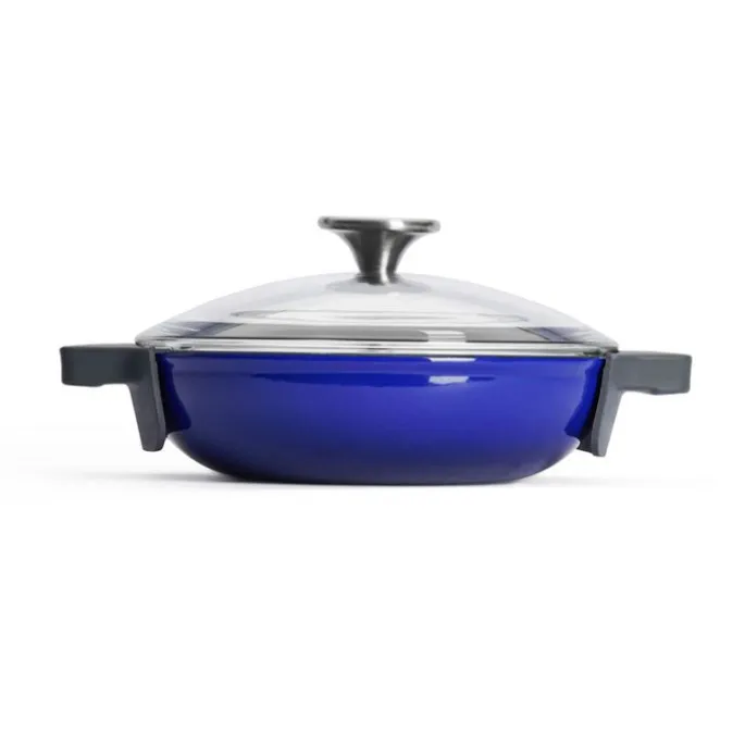Wok Iron azul cobalto tapa cristal 20 cm - Hierro fundido - Woll + REGALO bolsa conservación